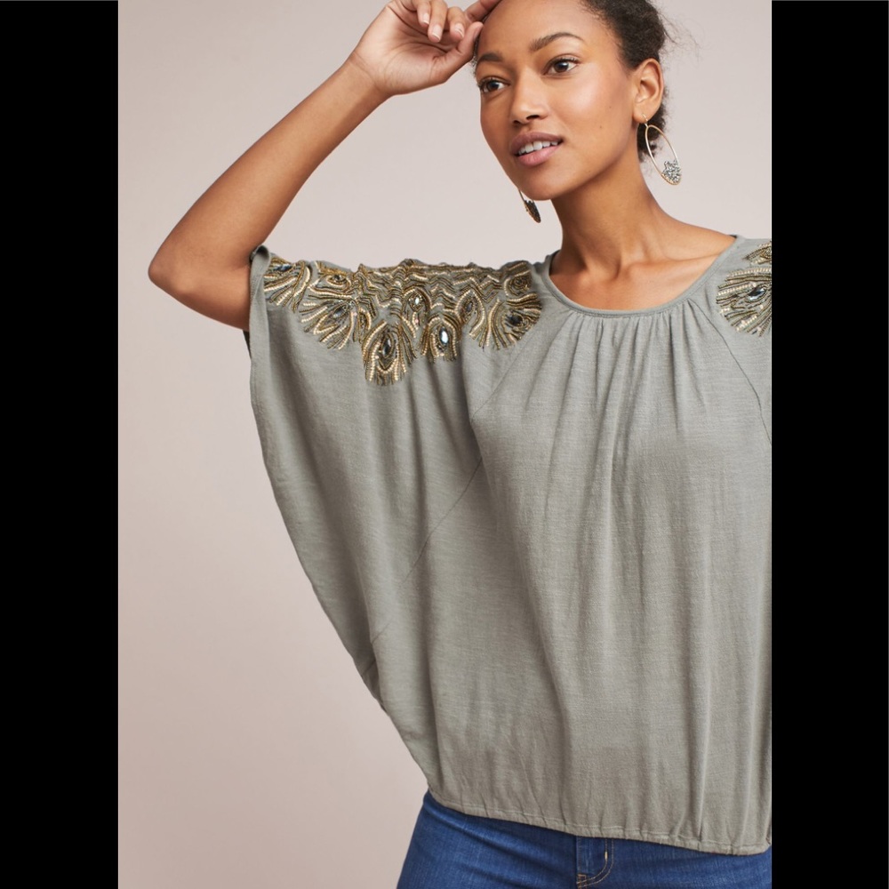 Anthropologie Vanessa Virginia Feather-Cloaked Top